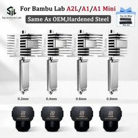 Hotend Kit For Bambu Lab A2L/A1/A1 Mini Hot End Assembly 0.2/0.4/0.6/0.8mm Hardened steel One-Piece Nozzle For A1 3D Printer