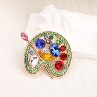 Creative Fashion Palette Brooch Colorful Rhinestones Simple Collar Pin Blazer Pin Unisex Party Banquet Jewelry Accessories