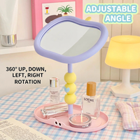 Cute Apple-Shaped Tabletop Vanity Makeup Mirror, HD Clear Adjustable Rotating Mirror With Storage Tray For Dorm Bedroom