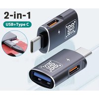 2-in-1 Type C Male to USB2.0 Female OTG Adapter for Macbook Xiaomi HUAWEI Samsung - Data Transfer And Charging Connector Adapter