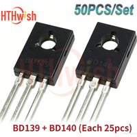 50Pcs/Set BD139 BD140 Transistor Kit (Each 25Pcs) TO-126 NPN PNP Silicon Triode for Electronic Projects bd139 bd140