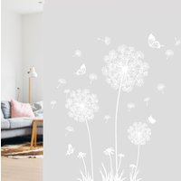 DIY White Dandelion Wall Sticker Decals Waterproof Decorative Peel and Paste Butterflies Flying for Sofa Backdrop Accessory