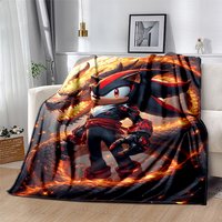 Fashion S-Sonic Cartoon Game Flannel Blanket Soft Warm Throw Blanket for Bedroom Living Room Bed Travel Camping Picnic Kid Gift