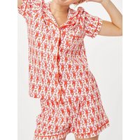 Cute Women's Roller Rabbit Pajamas Monkey Print Short Sleeve Short Pants Home Comfortable Sleepwear Casual Style Summer Set