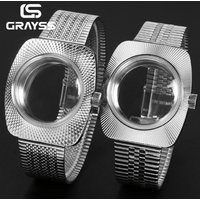 NOUVEAU Boîtier de montre à motif rétro gravé, verre bombé double, accessoires pour mouvements de montre SKX NH35/PT5000/MIYOTA8215
