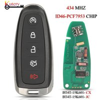 Jingyuqin télécommande clé de voiture intelligente pour Ford Edge Escape Explore Flex Taurus 2011-2015 sans clé Go 434MHZ ID46 PCF7953 puce