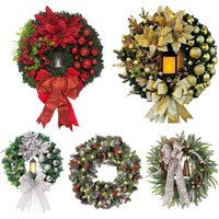 Christmas Lighting Wreath with Light Large Decorative Garland Multifunction Snow Pinecone Wreath Ornament for Home Decor