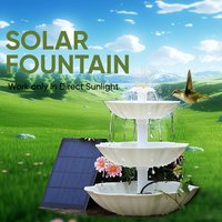 Triple solar bird bath fountain, DIY detachable garden water feature decoration for ponds, pools, backyards,solar fountain pump