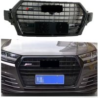 Front Bumer Grill for 2016-2019 Audi Q7 Grill Upgrade To SQ7 Style Gloss Black Silver Mesh Racing Grills Car Accessories Styling