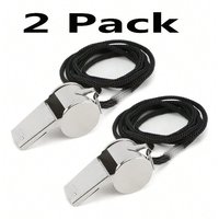 2 Pack Stainless Steel Sports Whistles with Lanyard - Loud Crisp Sound for Coaches Referees And Officials