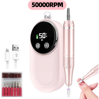 50000RPM Professional Electric Nail Drill Rechargeable Polisher with LCD Screen Suitable for Gel Polish Nail File Manicure Tool
