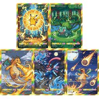 5Pcs Pokemon PTCG Cards Holo Ultra Rare Cards Pixel Style Bulbasaur Greninja Creativity Game Collection Cards Pokemon Gift