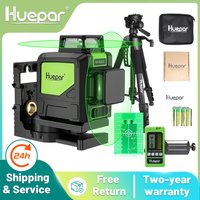 Huepar 8-Linien-Laser-Nivelliergerät 360 ° Selbstnivellierendes horizontales und vertikales Kreuzlinienlasergerät mit Laserempfänger und Stativ