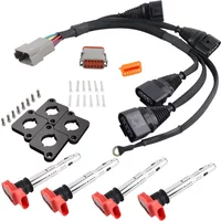Ignition Coil Packs + Conversion Harness Kit & ICM For Audi A4 VW Passat B5 Golf Jetta 1.8T to 2.0T FSI R8