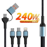 3 in 1 USB Type C Cable for iPhone 15 14 13 12 Pro Charger Cable 240W Micro USB Type C Cable for Macbook Samsung Xiaomi PD Cable