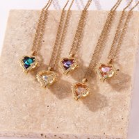 Trendy Heart Stainless Steel Zirconia Necklaces For Women Girls Love Gold Color Metal Necklace Party Birthday Daily Jewelry
