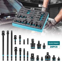 20PCS Socket Adapter and Reducer Set, Impact Socket Adapters, Includes Reducers Universal Joints Socket Adapter Extension