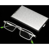 2026 Portable Folding Reading Glasses Anti Blue Light Prescription Glasses Phone Holder Eyeglasses With Metal Case Diopter +1.0