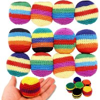 1-12 Pcs Knitted Kick Balls Footbag Set Lightweight Hacky Sack Outdoor Toss Game for Adult Teen