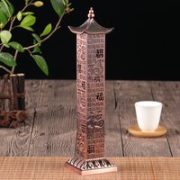 Tea Ceremony Large Vertical Incense Burner Scripture Alloy Column Incense Insert Indoor Ornament Home Office Decoration