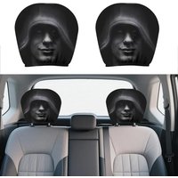 2Pcs Car Headrest Covers, Mystery Hooded Man Print Elastic Dustproof Protector, Universal Fit Funny Car Interior Decor