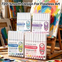 Languo Colors Acrylic Paint Art Marker Pen Set Black/White/Gold/Silver DIY Graffiti Drawing Pens for Writing Painting Stationery