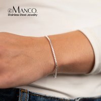 eManco Minimalist Silver Color Stainless Steel Box Chain Bracelet for Women Men Fashion Charm Jewelry Gift Support Wholesale