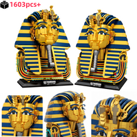 Creative Egyptian Pharaoh Golden Mask Building Blocks STEM Educational Toy Model Kit Desktop Decoration Collectible Toy for Kids