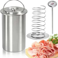 Kitchen 304 Stainless Steel Ham Press Maker Machine Round Shape Meat Press Mold With Thermometer, Meat Poultry Cooking Tools yij