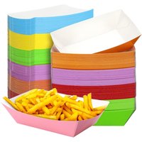 6-80pcs Colorful Paper Food Boat Trays Disposable Paper Boats Containers Mini Kraft Food Serving Tray Boats Birthday Wedding