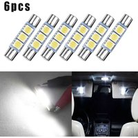 6xCar LED Bulb Sun Visor Makeup Mirror Lamps Xenon White 3SMD Fuse Light 12 V Super Bright LED Lamps 29mm 6641 6614F
