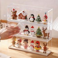 Acrylic Display Case Clear Dustproof Step Shelf for Anime Action Figures Collectibles Jewelry Organizer Stand