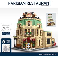 3104pcs Parisian Restaurant Modular Building Blocks Sets MOC Modern Street View Architecture Bricks Model with Interior Details