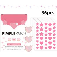 36pcs Pink Heart Star Pimple Patches Hydrocolloid Acne Spot Stickers, Cute Face Blemish Cover Patch, Waterproof Invisible Day Ni