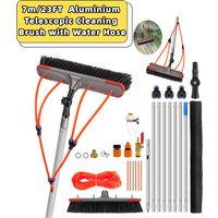 7m/23FT Aluminium Telescopic Window Cleaning Brush with Water Hose – 180° Rotatable 35cm Brush Head & Accessories for Windows, Solar Panels, Roofs & Cars image 4