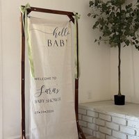 Personalized Baby Shower Welcome Sign Custom Hello Baby Fabric Banner Gender Reveal Party Decoration Gift Pregnancy Announcement