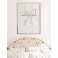 1pcs White Bow Preppy Wall Art Poster Print Minimalist Trendy Canvas Painting Girls Room Bedroom Dorm Home Decor