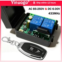 433MHz RF Wireless Remote Control Switch 2 Channels 10A Relay Receiver Module For Garage Door Gate Light Motor LED Curtain DIY