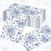 40PCS Dusty Blue Floral Cocktail Napkins Disposable Floral Paper Napkins for Wedding Party Bridal Shower Baby Shower Birthday