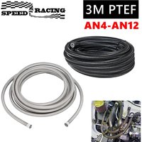 3m 10ft AN4-AN12 Renn schlauch Edelstahl geflochten ptfe Brems schlauch Heizöl leitung Ölkühler Autos ch lauch rohr schwarz silber