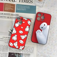 B-Baymax Animated Character Phone Case For IPhone 17 Air 16 E Pro Max 15 14 13 Mini 12 Pro 11 Max Plus Black Soft Shell