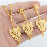 Gold Color Necklace Earrings Sets Trendy Gold Color Jewelry For Women New Party Gifts Waterproof Copper Jewelry Accessories