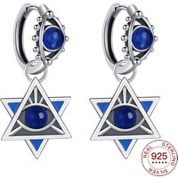 New 925 Sterling Silver Hexagram Evil Eye Star Earrings Hypoallergenic Earrings Graduation Holiday Jewelry Lucky Gift For Women
