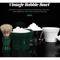 Vintage Men's Shaving Foaming Set: Ceramic Foaming Bowl + Beard Brush, Home Salon-Grade Shaving Tools, Creates a Dense Foam for Shaving