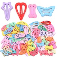 20pcs/lot Metal Mini Hair Clip Candy Color Snap BB Hairpin Heart Shape Cute Barrettes For DIY Kids Headwear Hairpins Accessories