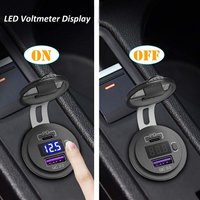 48W USB Type C Car Usb Charger Socket 12V/24V Dual USB Outlet PD3.0 QC3.0 Car Socket with LED Voltmeter and ON/Off Switch Fast C