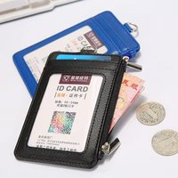 Thin PU Leather Wallets ID Card Holders Fashion Mini Business Credit Card Bank Case Organizer with Zipper Purse for Women Man