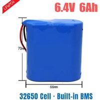 6.4V 6Ah 12Ah 18Ah 24Ah LiFePO4 Battery Pack Built-in BMS 32650 Cell Lithium Iron Phosphate for Solar Light Street Light