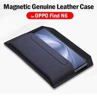 For OPPO Find N6 Case Cowhide Sleeve Folding Genuine Leather Wallet Protection Pouch Bag Fundas Capa