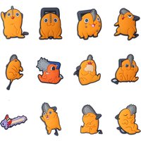 12pcs/set Chainsaw man Pochita for Cartoon Shoe Charms Accessories Fit Shoes/Wristbands Classic Clog Kids Gifts